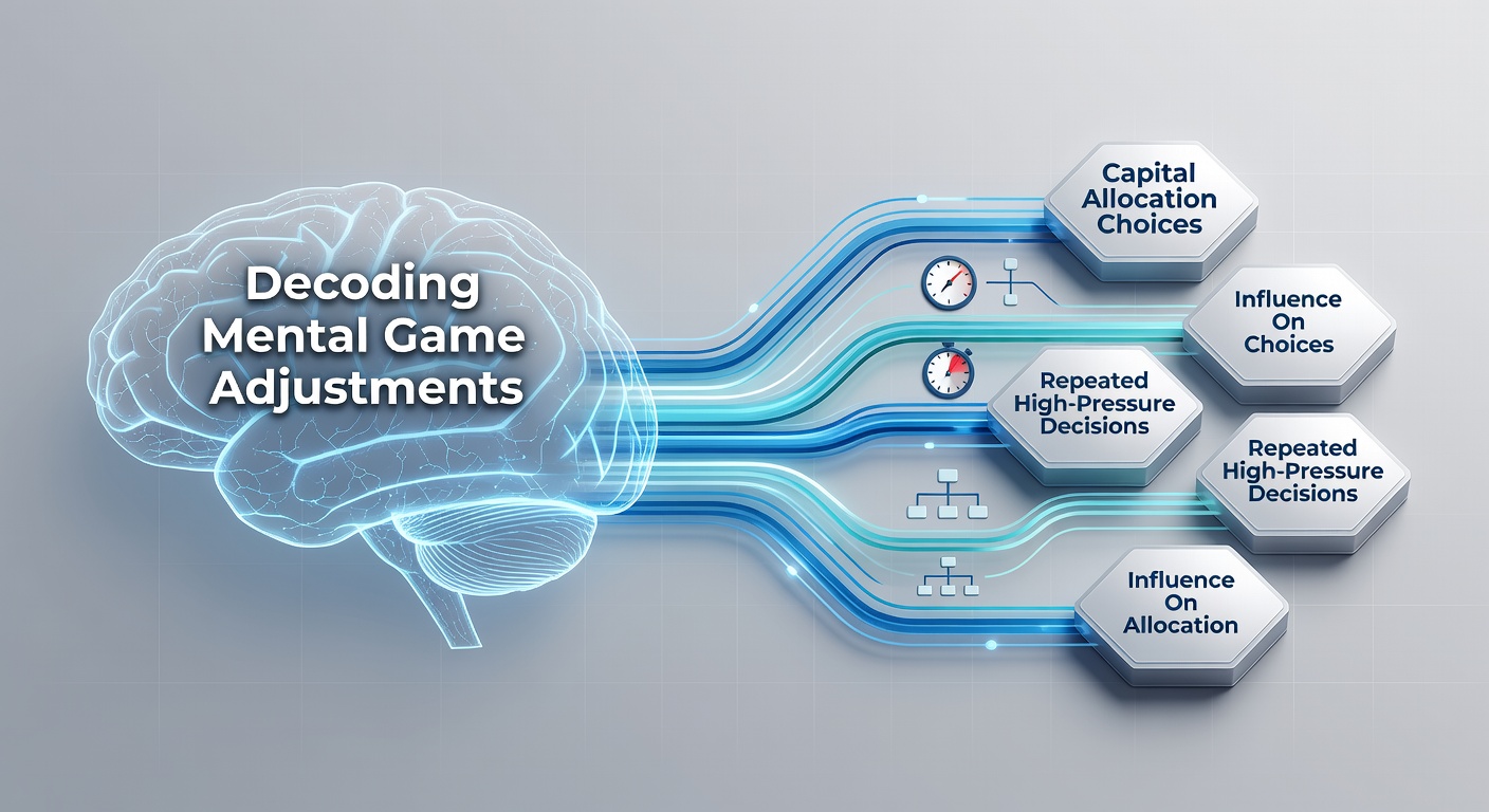 Illustration of mental adjustments during high-pressure capital decisions in poker and finance settings