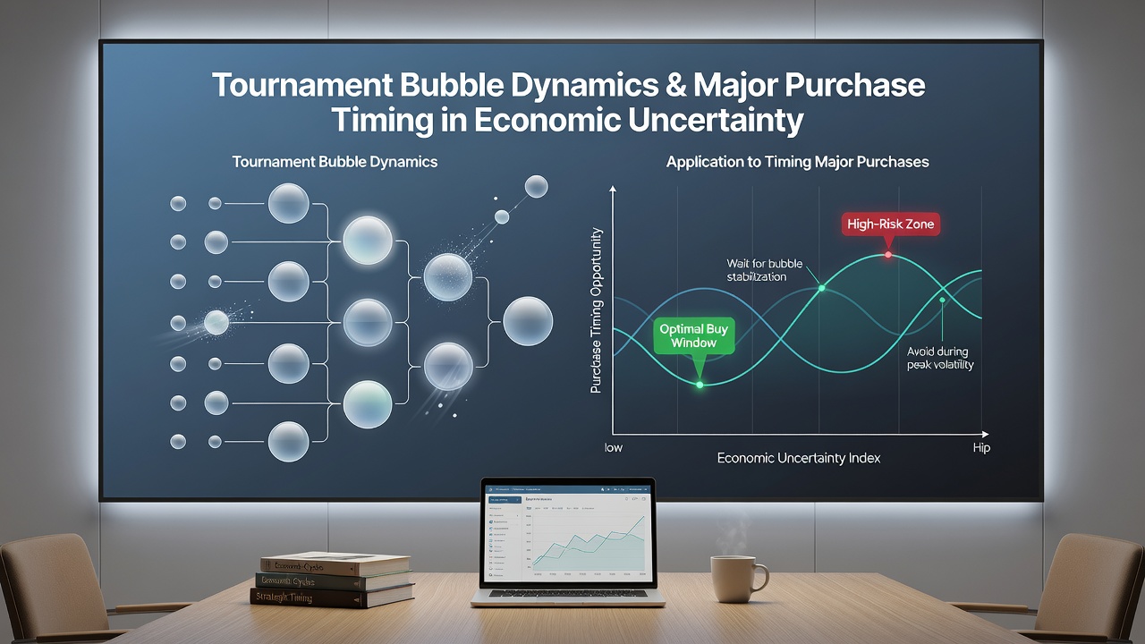 Economic uncertainty graph overlaid with timing indicators for major purchases