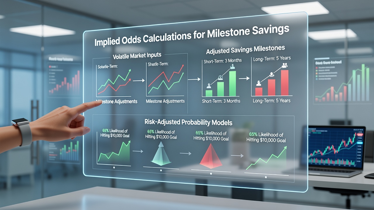Investor reviewing milestone progress charts during market fluctuations